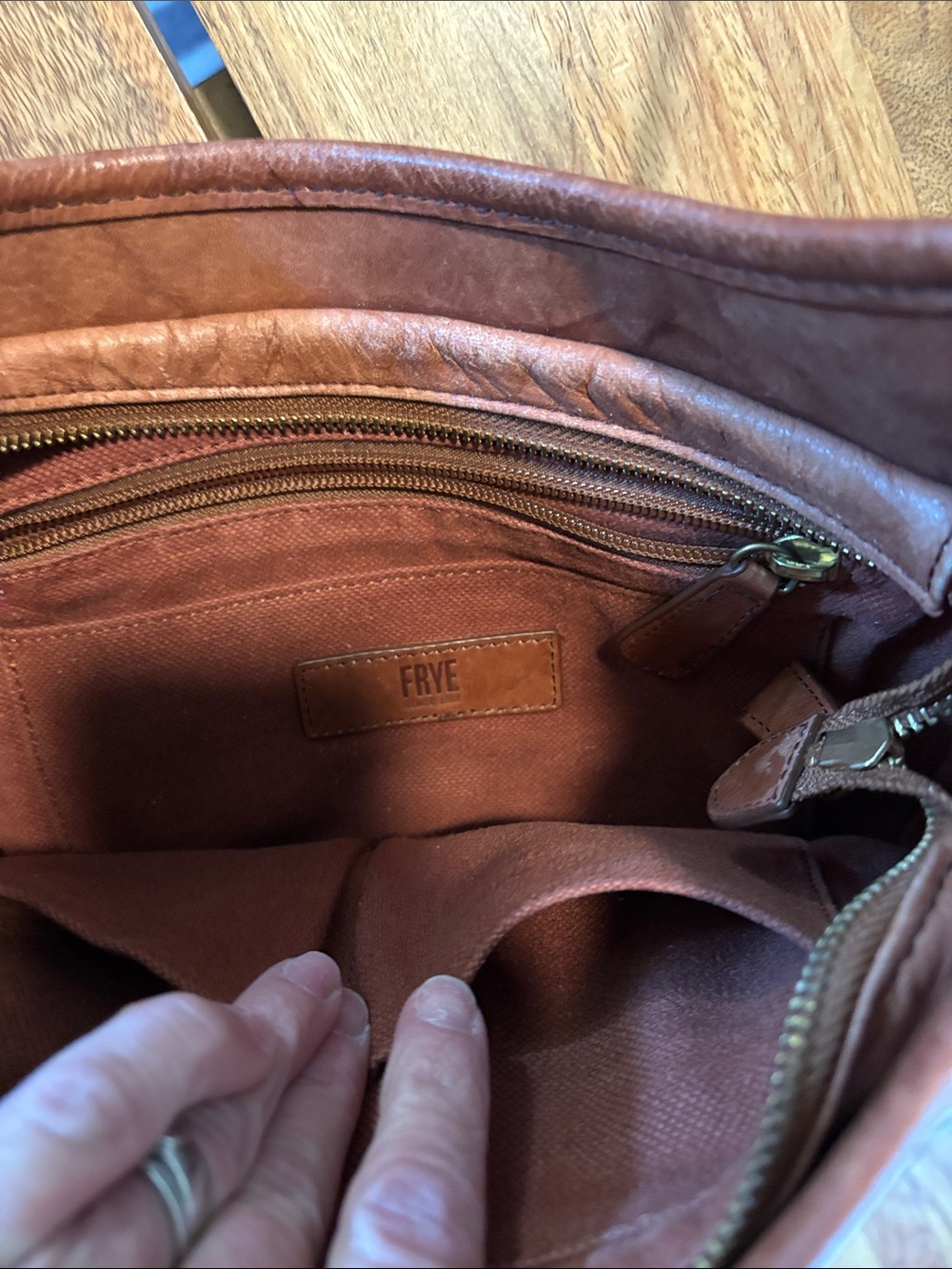 Frye Chestnut Brown Leather Shoulder Crossbody - Picture 2 of 12